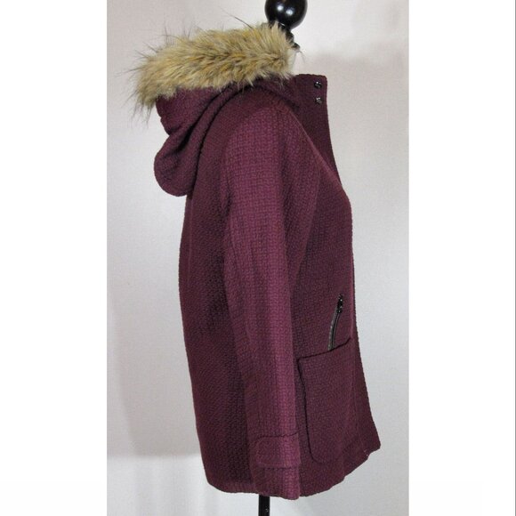 Steve Madden Wool Look, Basket Weave Hooded Winter Jacket, 14-16 Girls - Picture 4 of 8